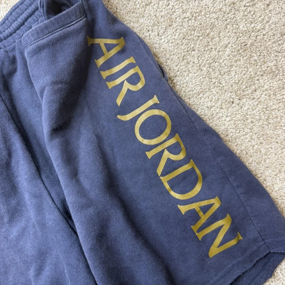 Jordan Shorts Mens Large Blue Fleece Sweat Basketball Athletic Gym Training